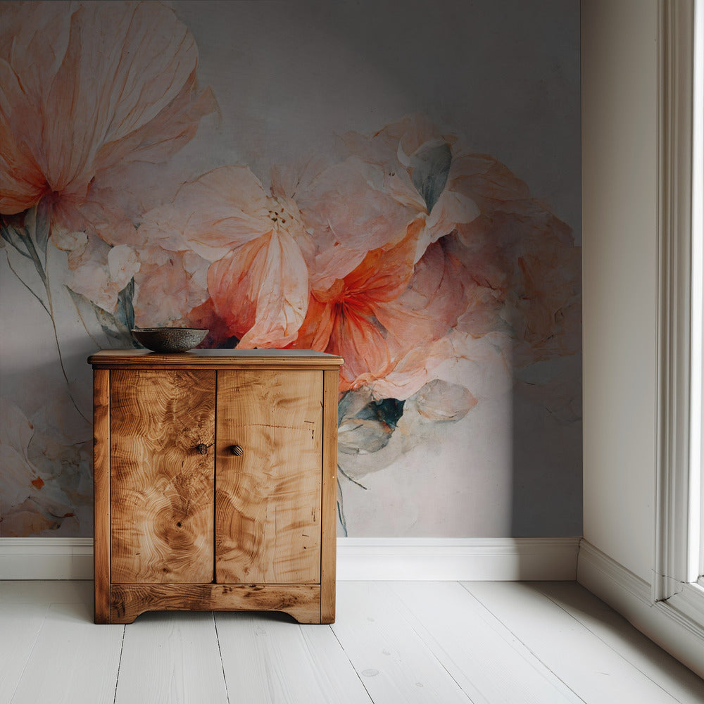 Bloesems in koraal | Behang