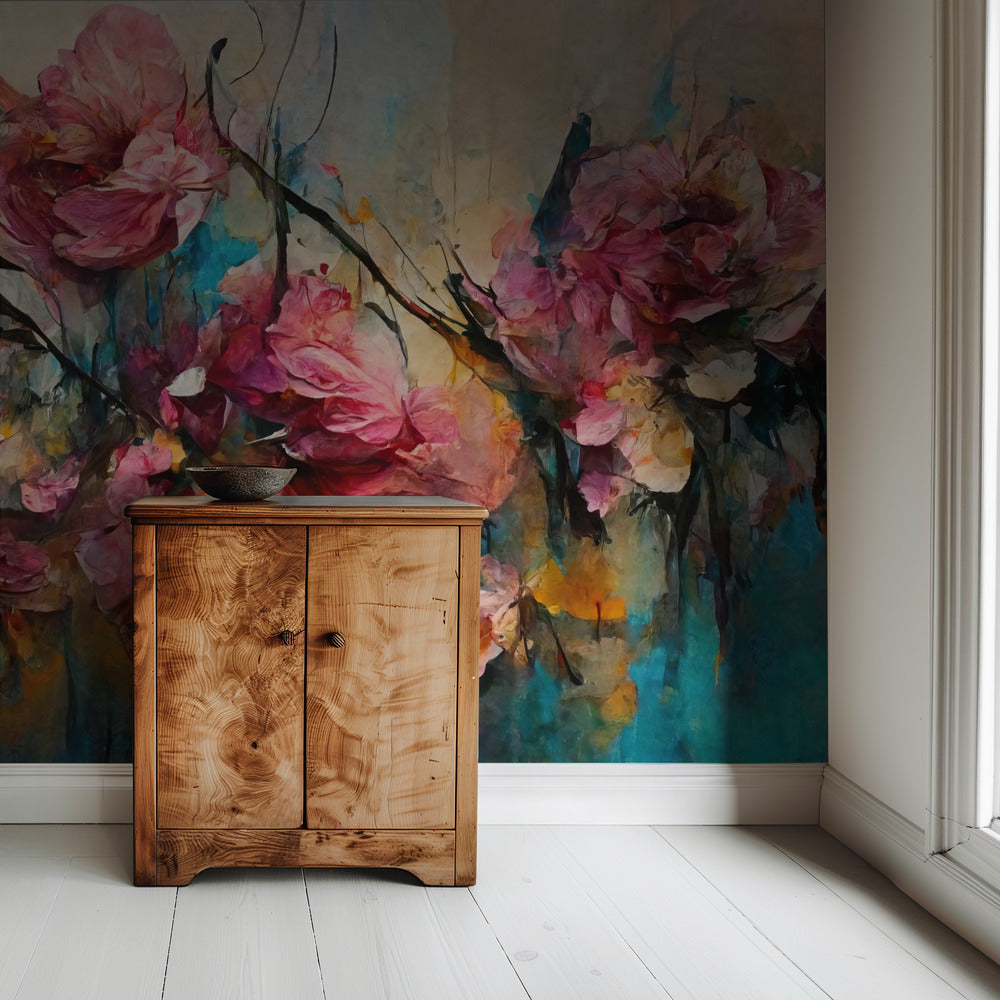 Bloemblaadjes in beweging | Behang
