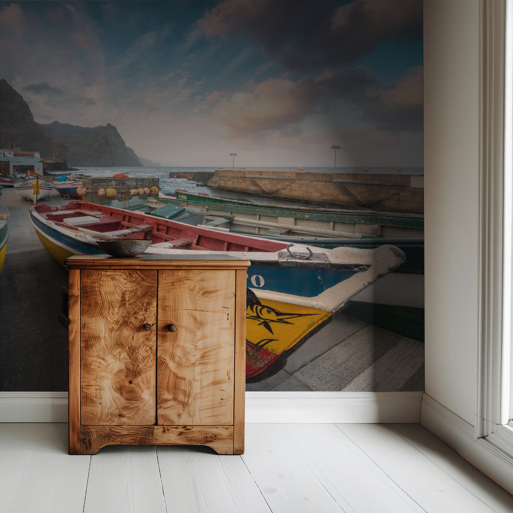 Gekleurde boten | Behang