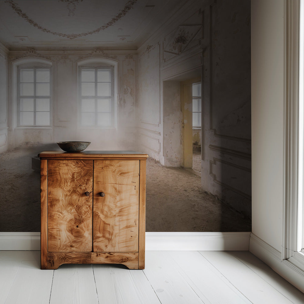Verlaten piano in het stof | Behang