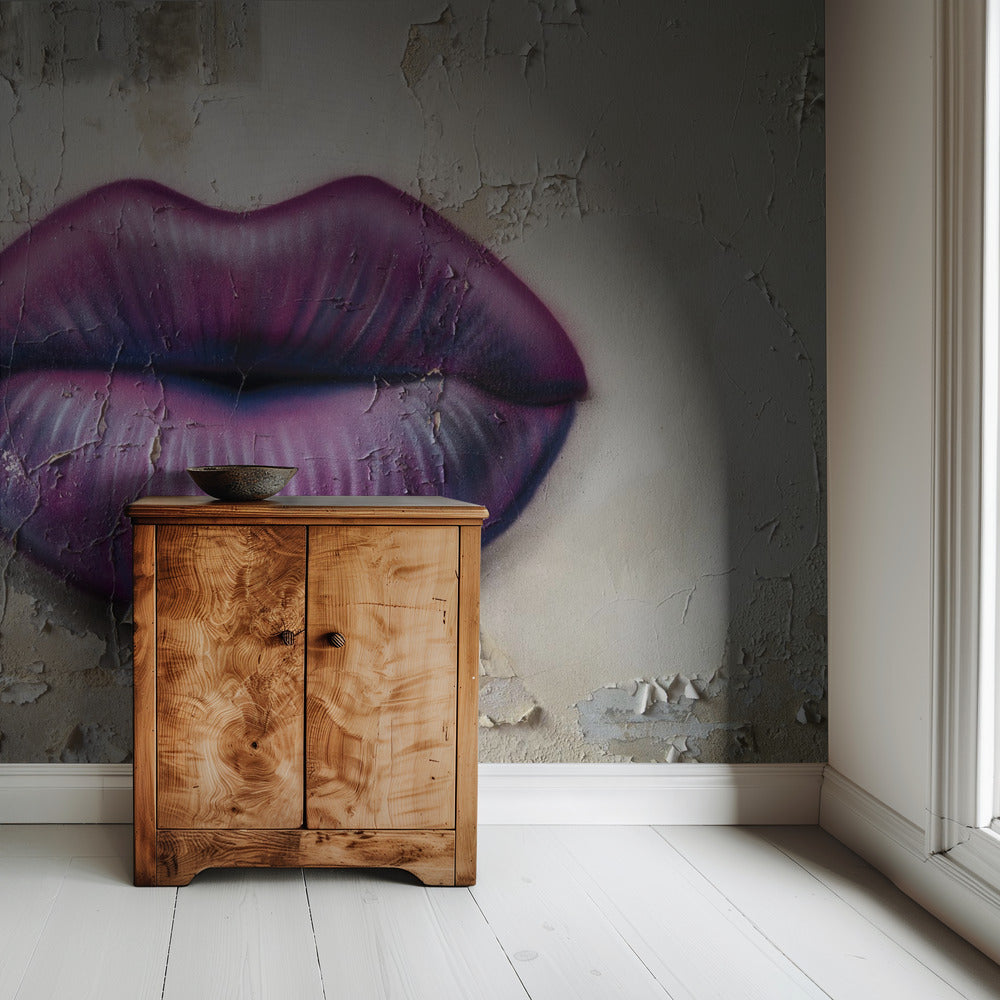 Lippen op de muur | Behang