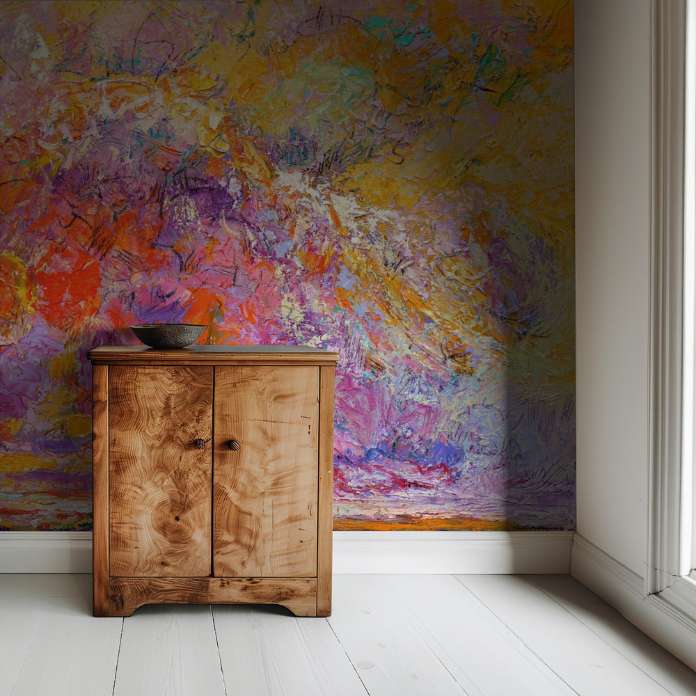 Expressionistisch kleurrijk abstract | Behang