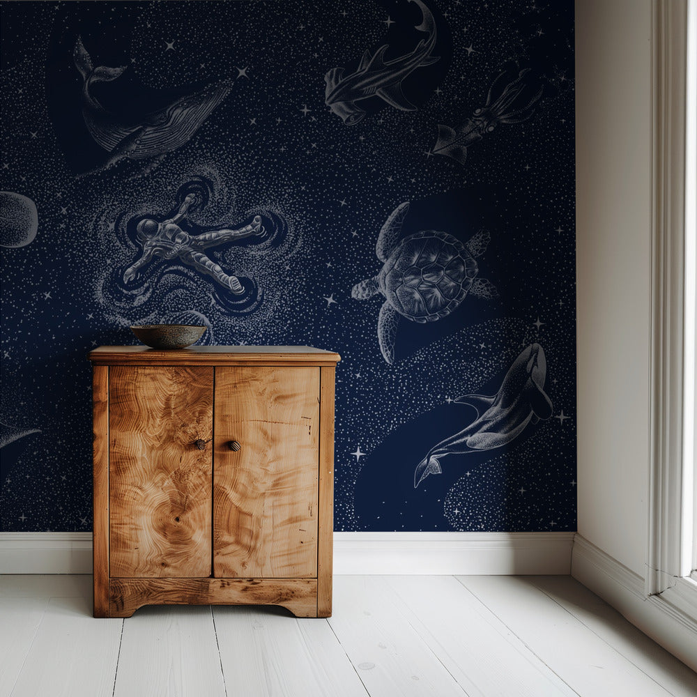 Kosmische Oceaan met astronaut | Achtergrond