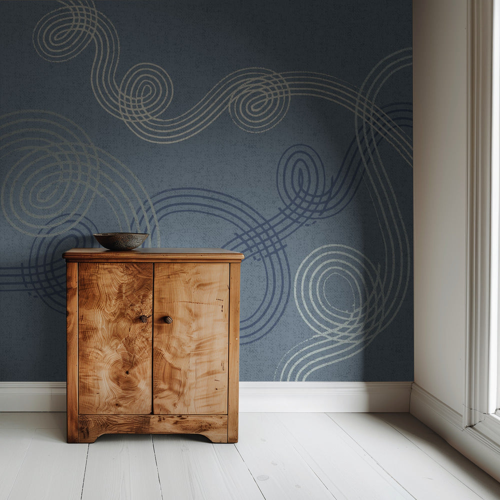 kalmerende essentials loops gedempt blauw | Behang