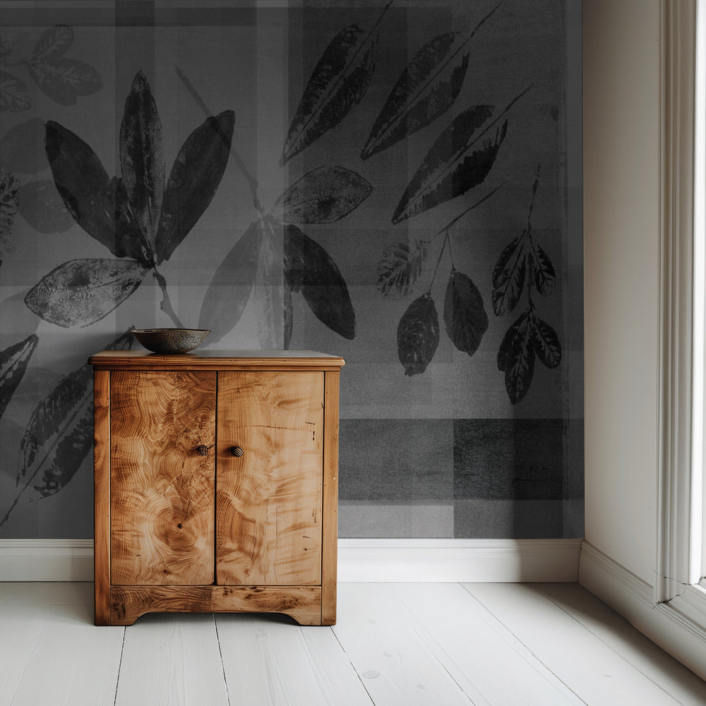 Abstracte botanische patronen in neutrale tinten | Behang