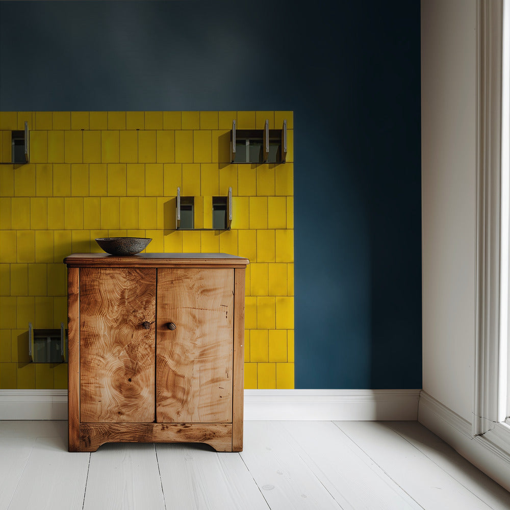 Geel en blauw | Behang