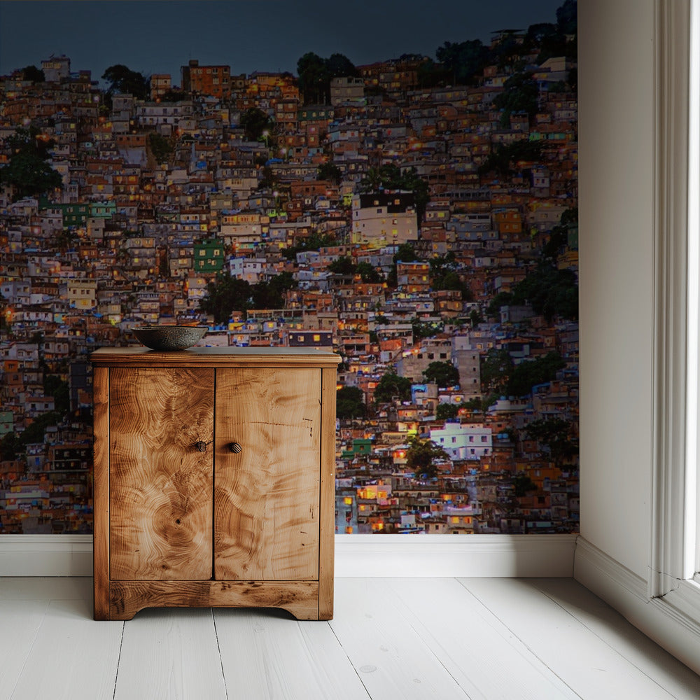 Het vallen van de avond in de Favela da Rocinha | Behang