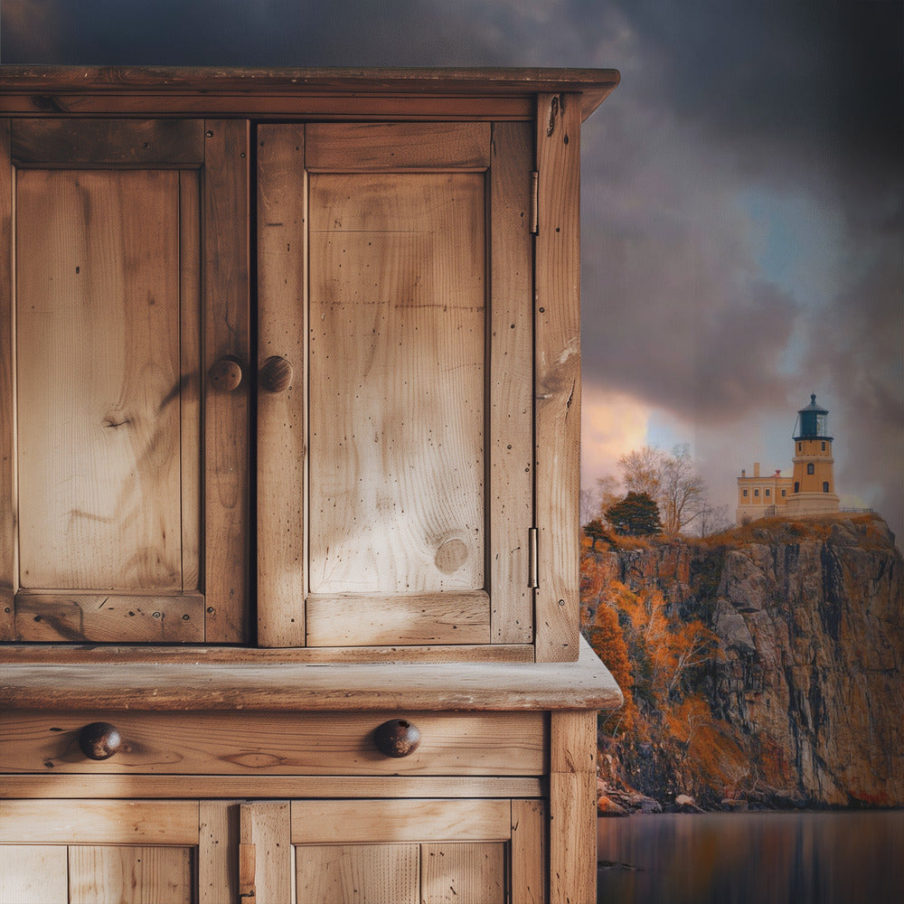 Een bewolkte dag bij Split Rock Lighthouse | Achtergrond