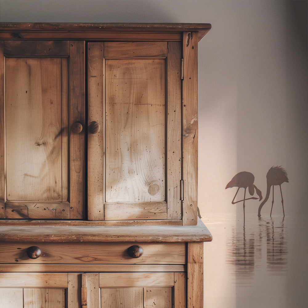 Flamingo's in de mist | Behang
