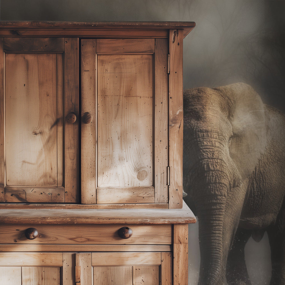 "...olifant drinkt water..." | Behang