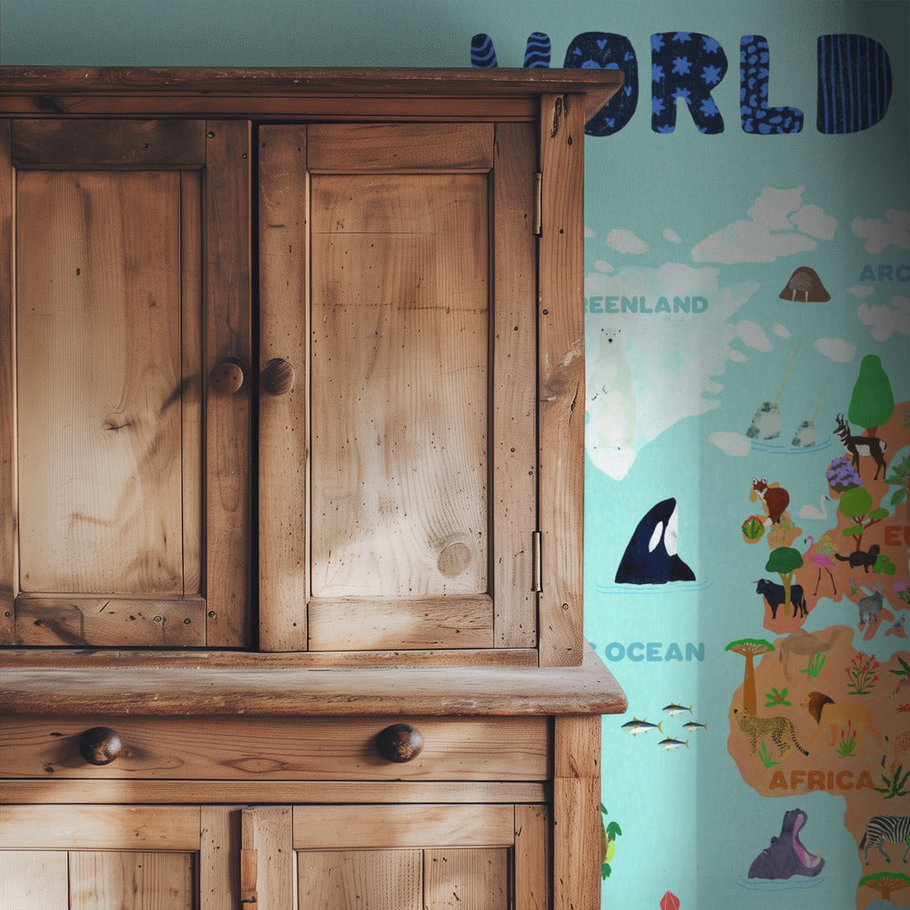 Wereldkaart voor kinderen | Behang