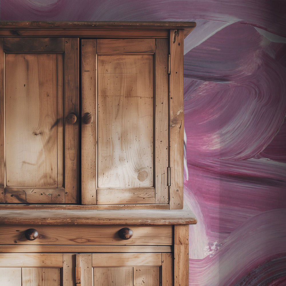 Expressieve roze en witte penseelstreken | Behang