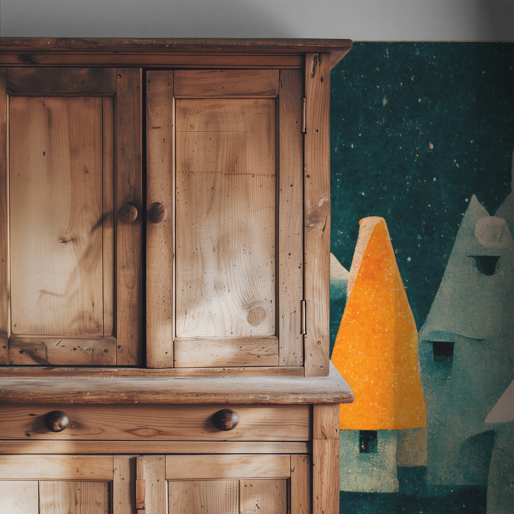 Winternachtdorp | Behang
