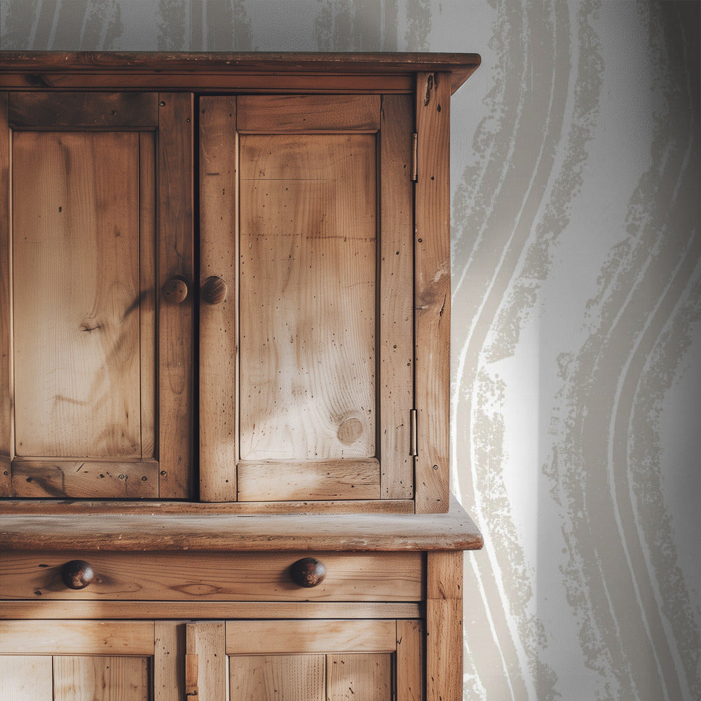 Gestructureerde beige lijnen met ritmisch patroon | Behang