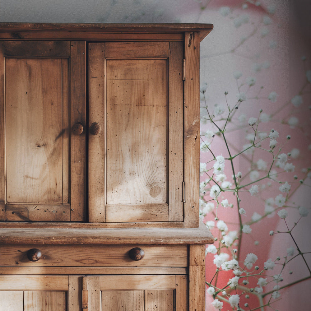 Roze ballonnen met bloem | Behang