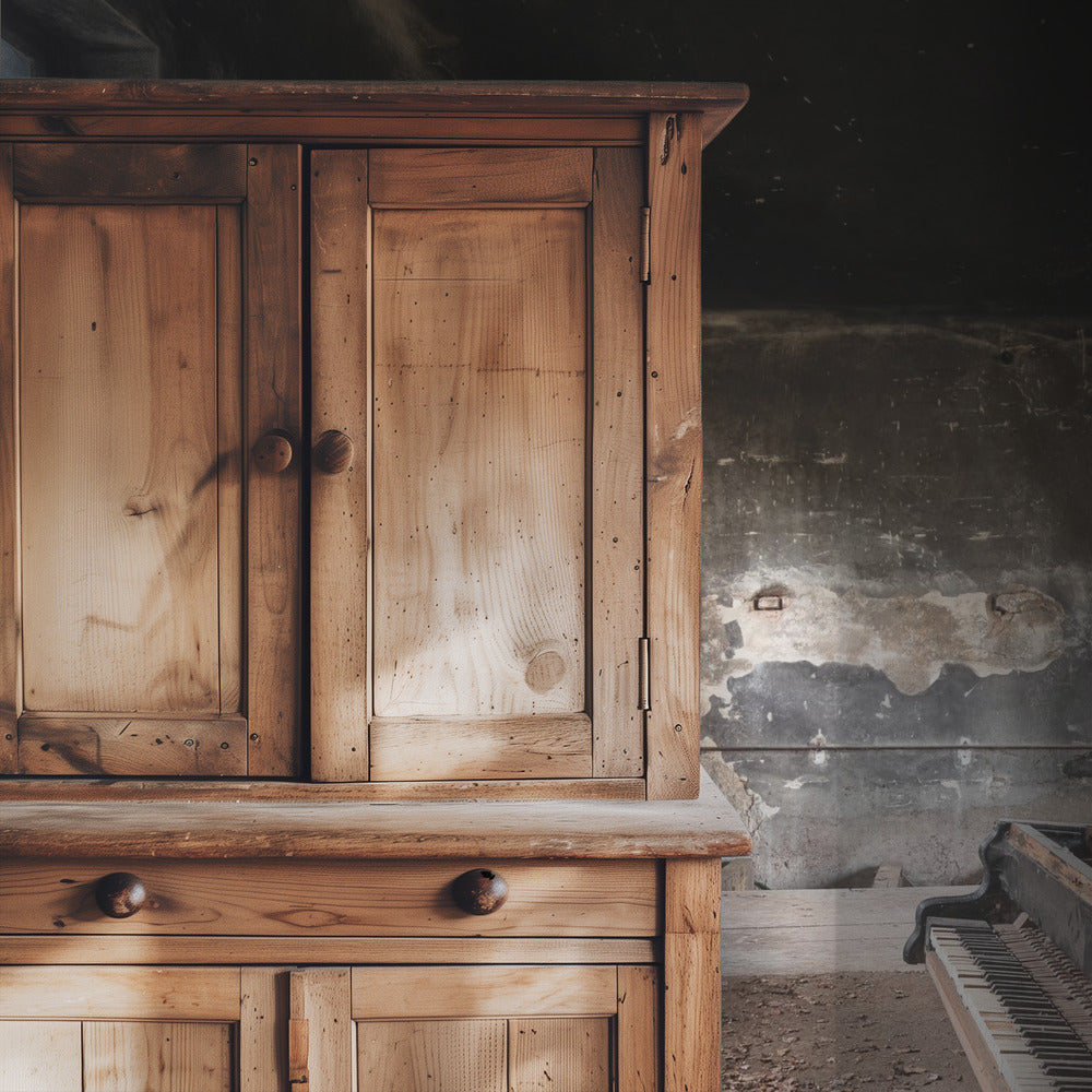 Piano in verbrande garage | Behang