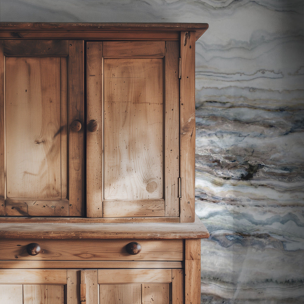 Blauw en wit marmer 08 | Behang