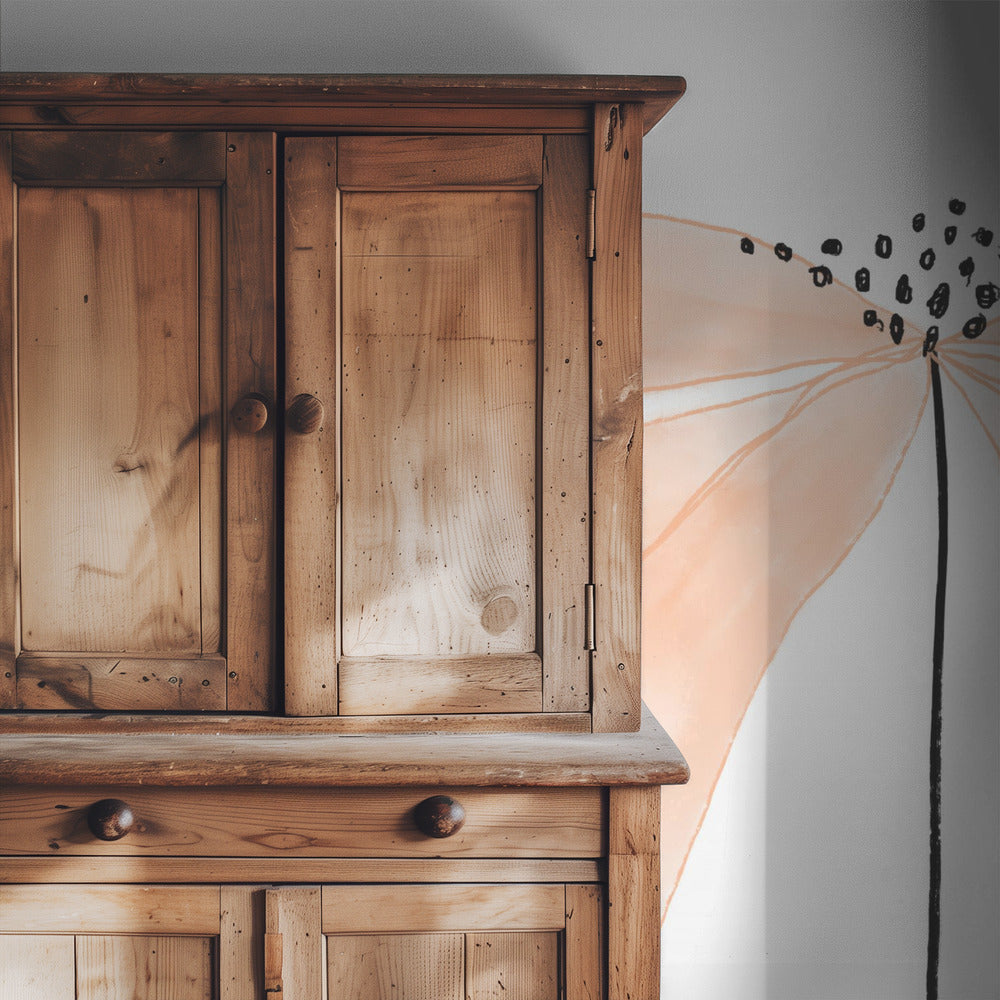 Delicate perzikkleurige bloem met bloemblaadjes | Behang