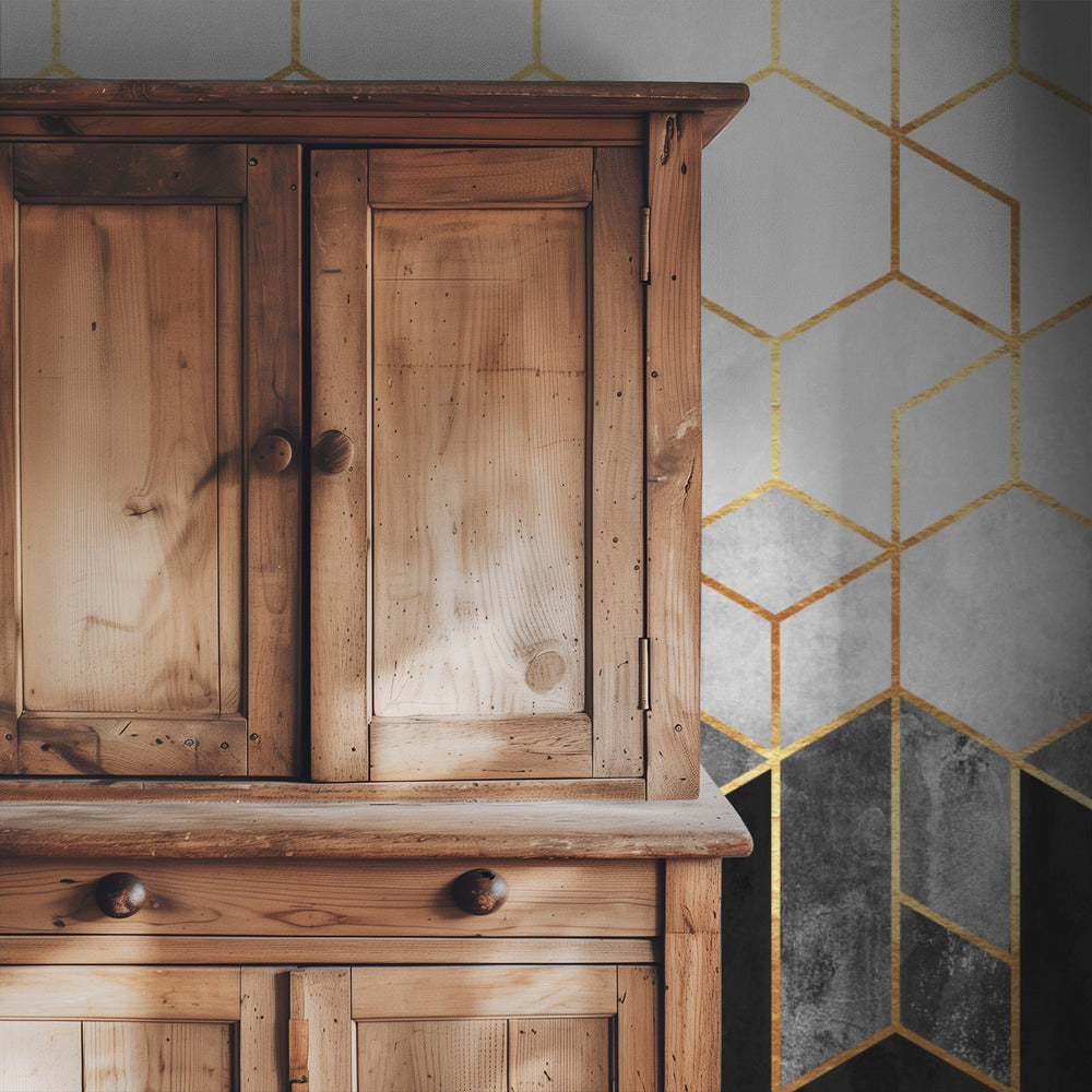 Houtskool Hexagons | Behang