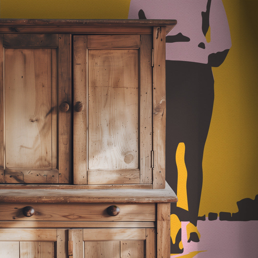Silhouet van een wandelende vrouw | Behang