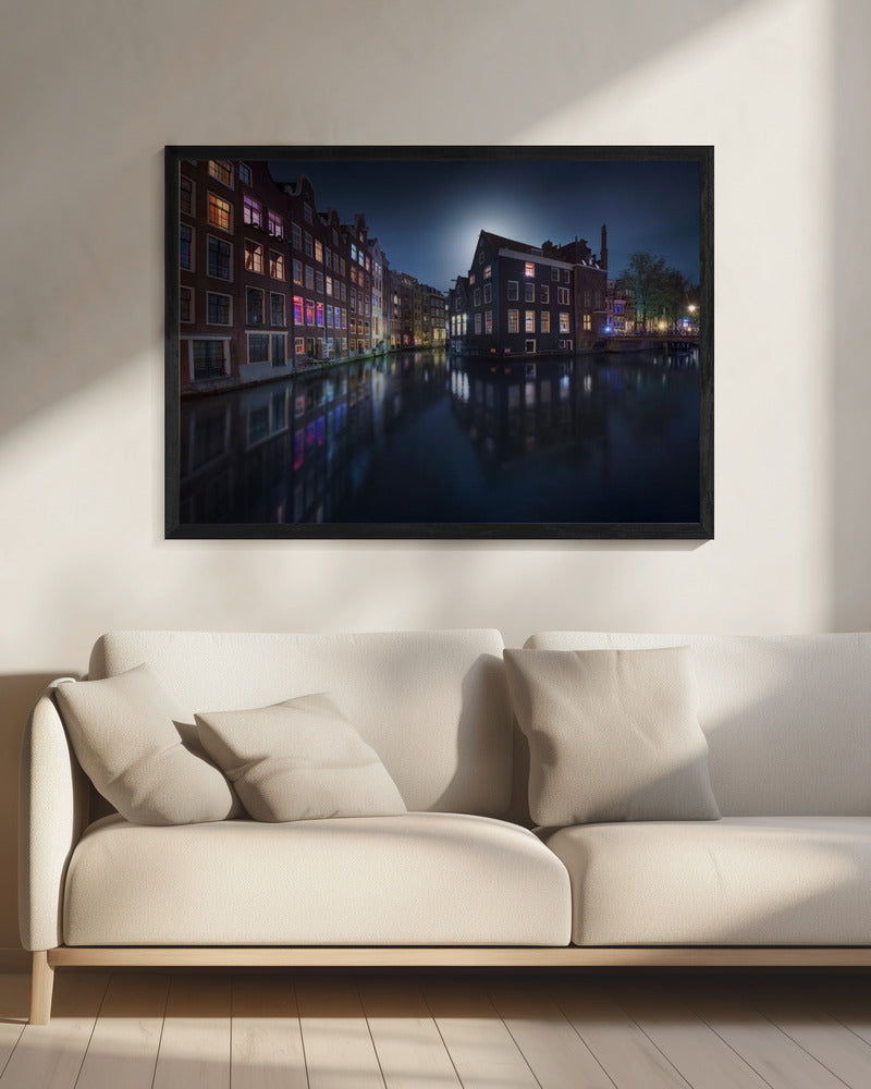 Maanlicht boven Amsterdam | Canvas