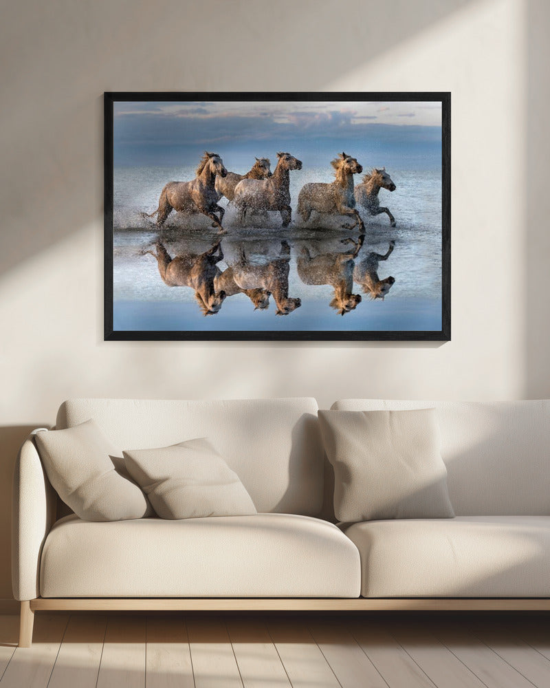 Paarden en reflectie | Canvas