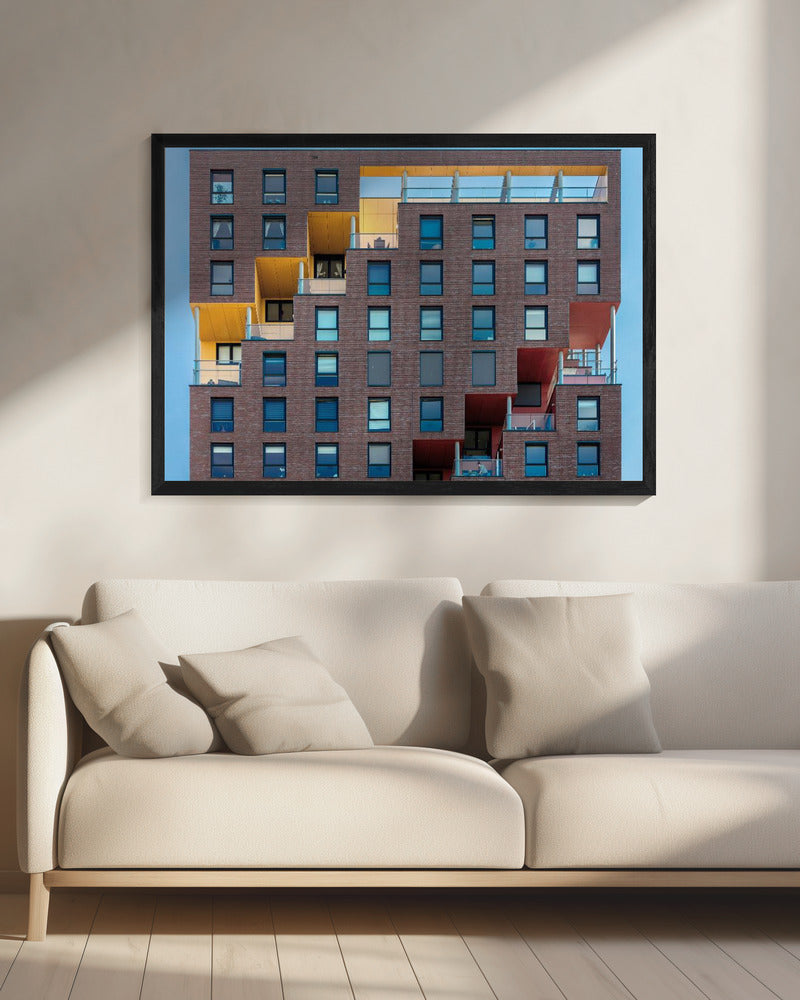 Geel-rood in de muur | Canvas