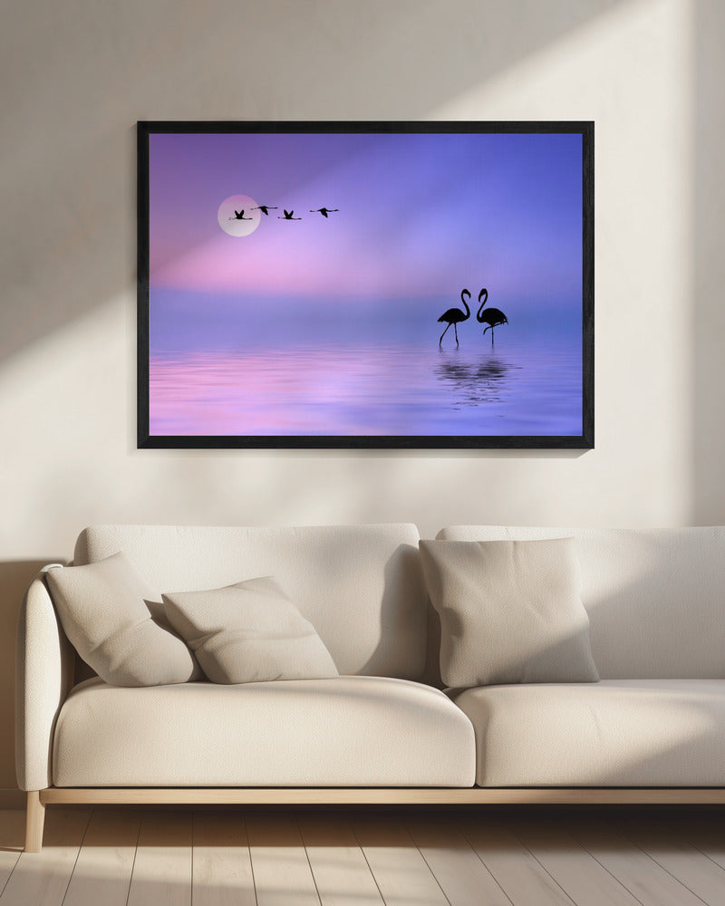 Vliegende flamingo | Canvas