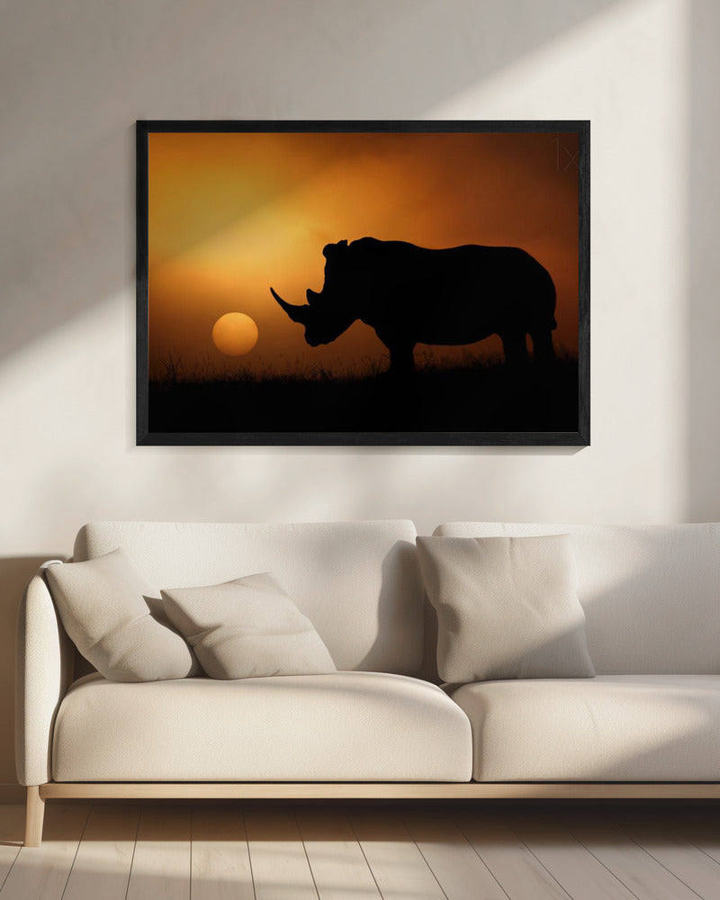 Neushoorn Zonsopgang | Canvas