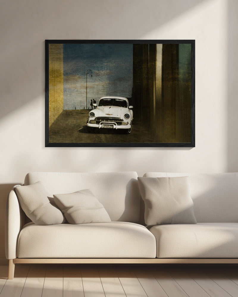 Een witte auto in Havana | Canvas