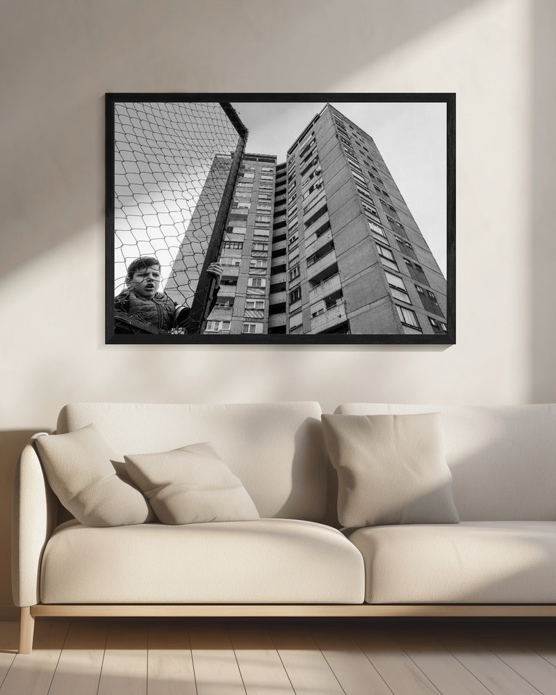 De jongen achter het hek | Canvas