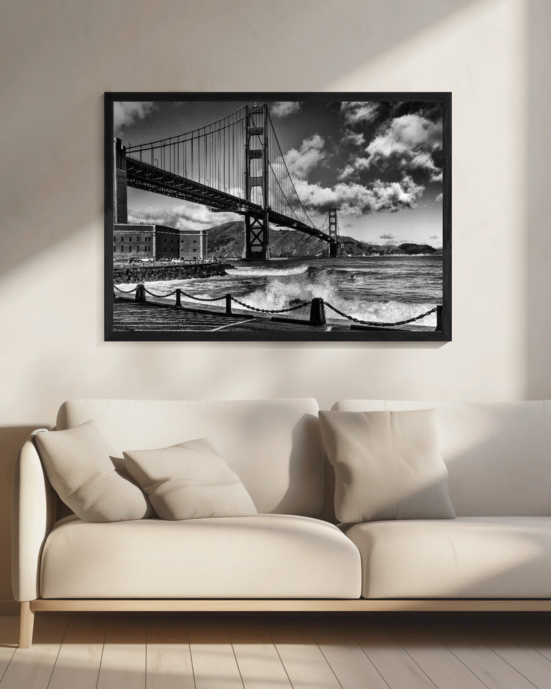 Surfen onder de Golden Gate Bridge | Canvas