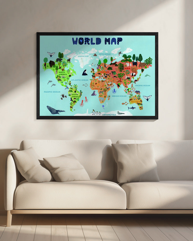 Wereldkaart voor kinderen | Canvas