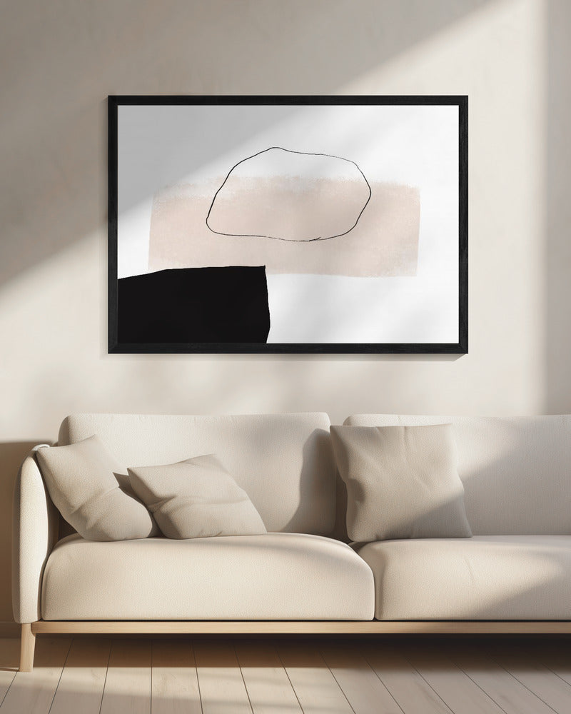 Beige vorm en zwart blok | Canvas