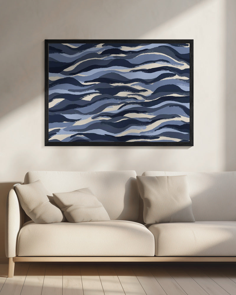 Golven van indigo | Canvas