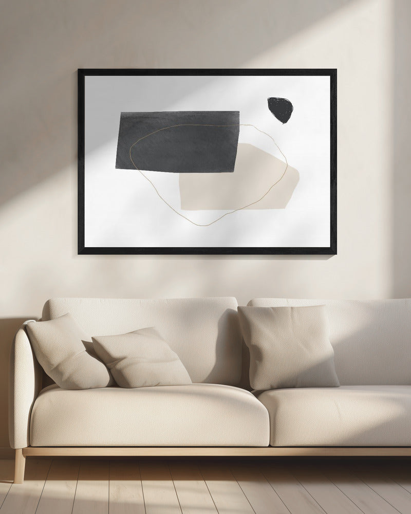 Geometrische vormen in zwart, grijs en beige | Canvas