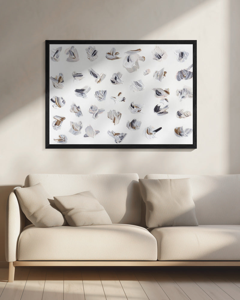 Dynamische penseelstreken in neutrale tinten | Canvas