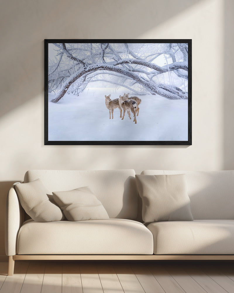Hertenwandeling in de sneeuw | Canvas