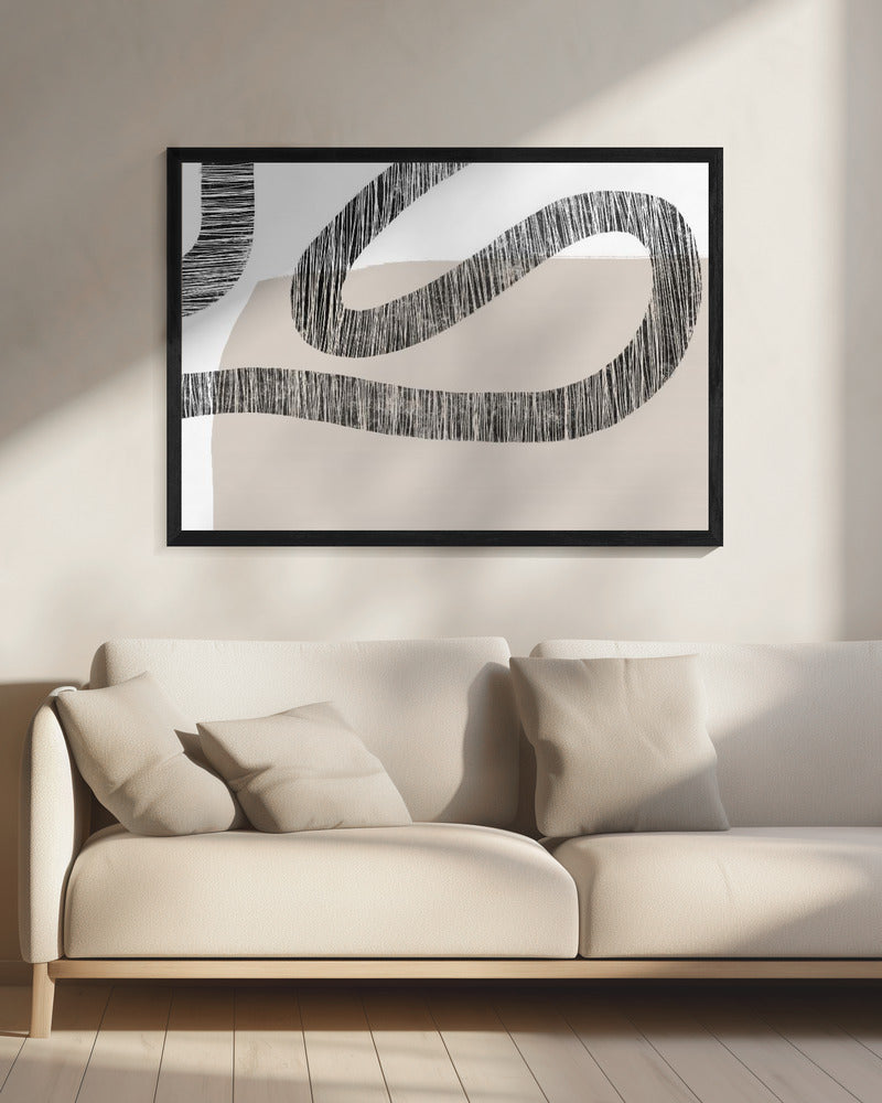 Gestructureerde lijnen op een beige en witte achtergrond | Canvas