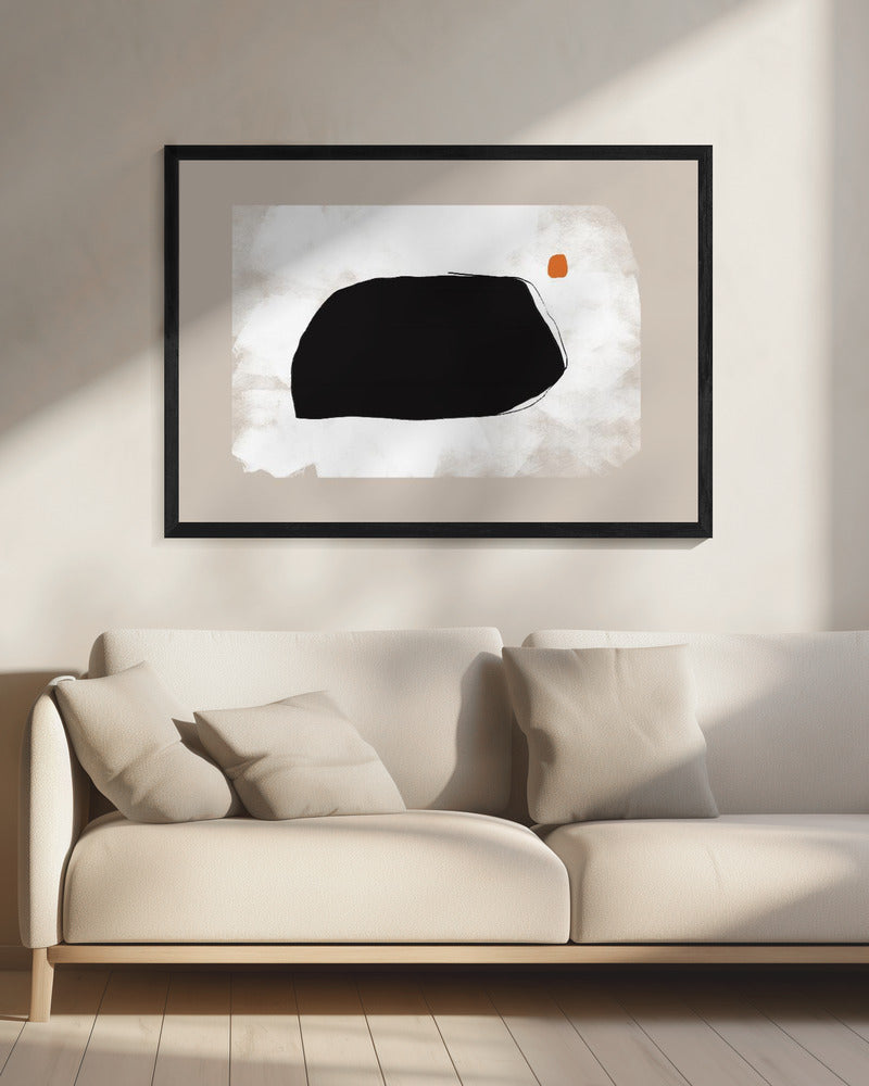 Black Shape On A Textured Beige Background | Canvas