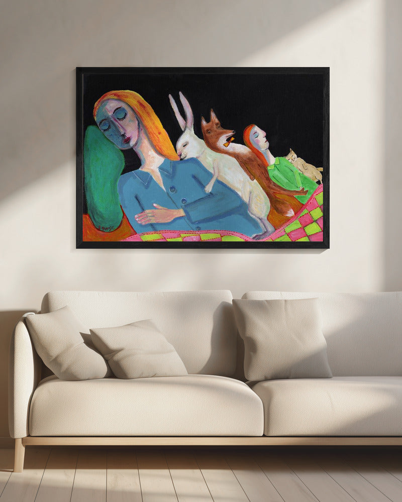 Vijf in bed | Canvas
