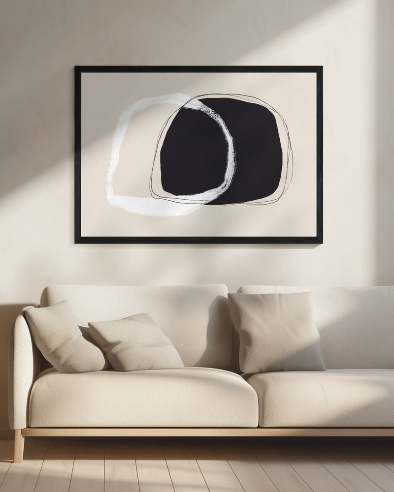 Overlapping Black And White Irregular Shapes | Canvas