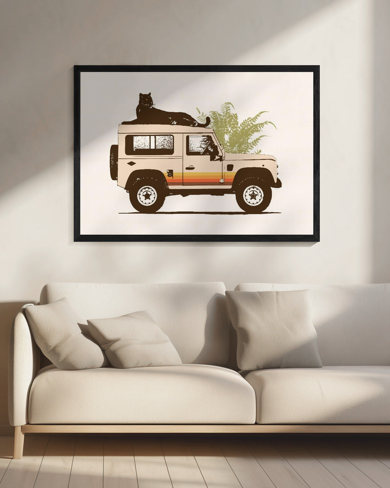 Zwarte Panter op Auto | Canvas