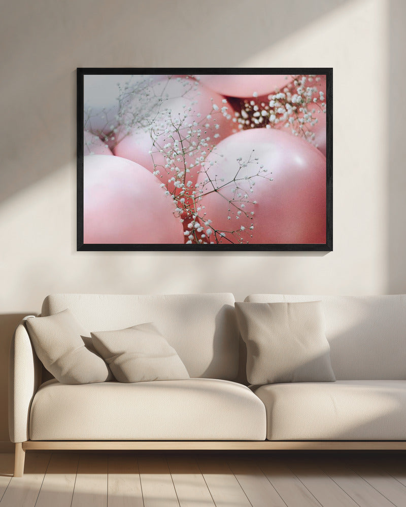 Roze ballonnen met bloem | Canvas