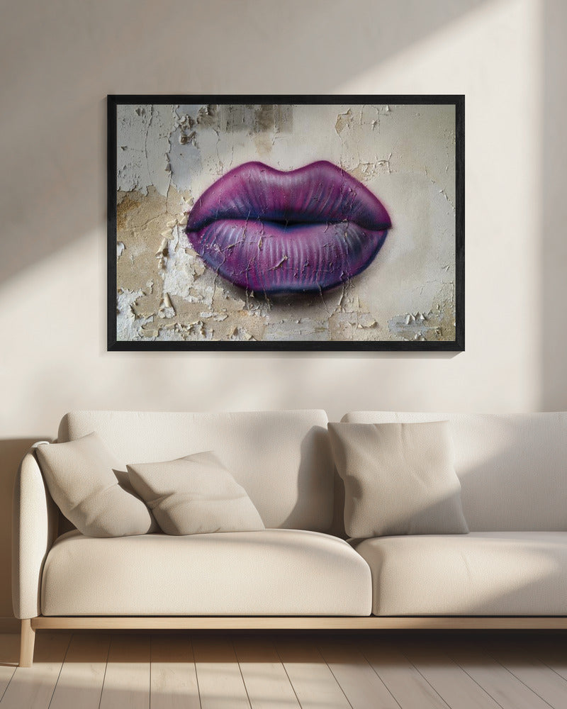 Lippen op de muur | Canvas