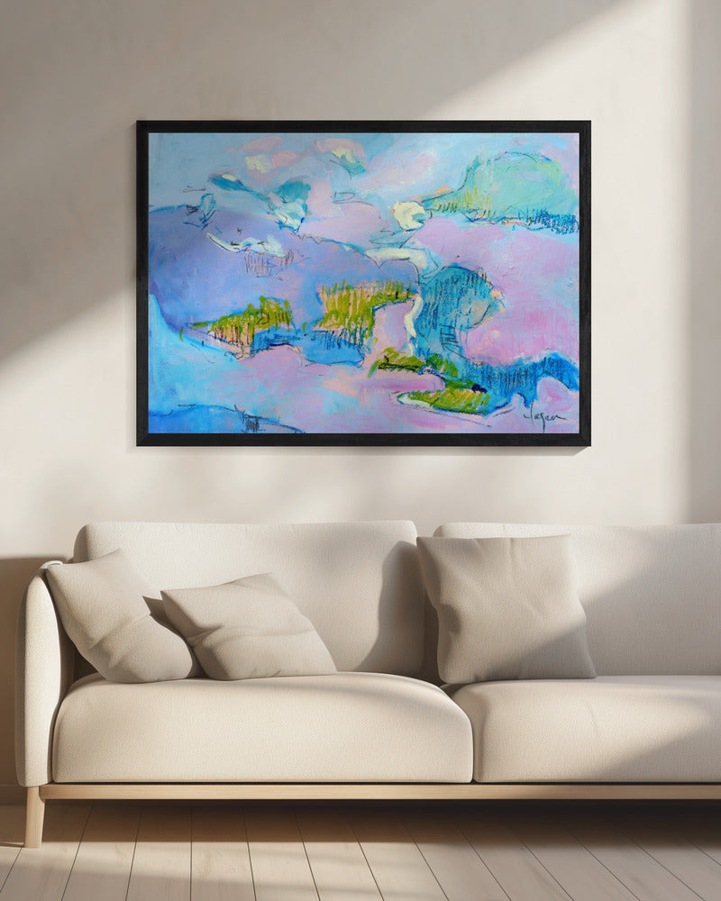 Abstract roze landschap | Canvas