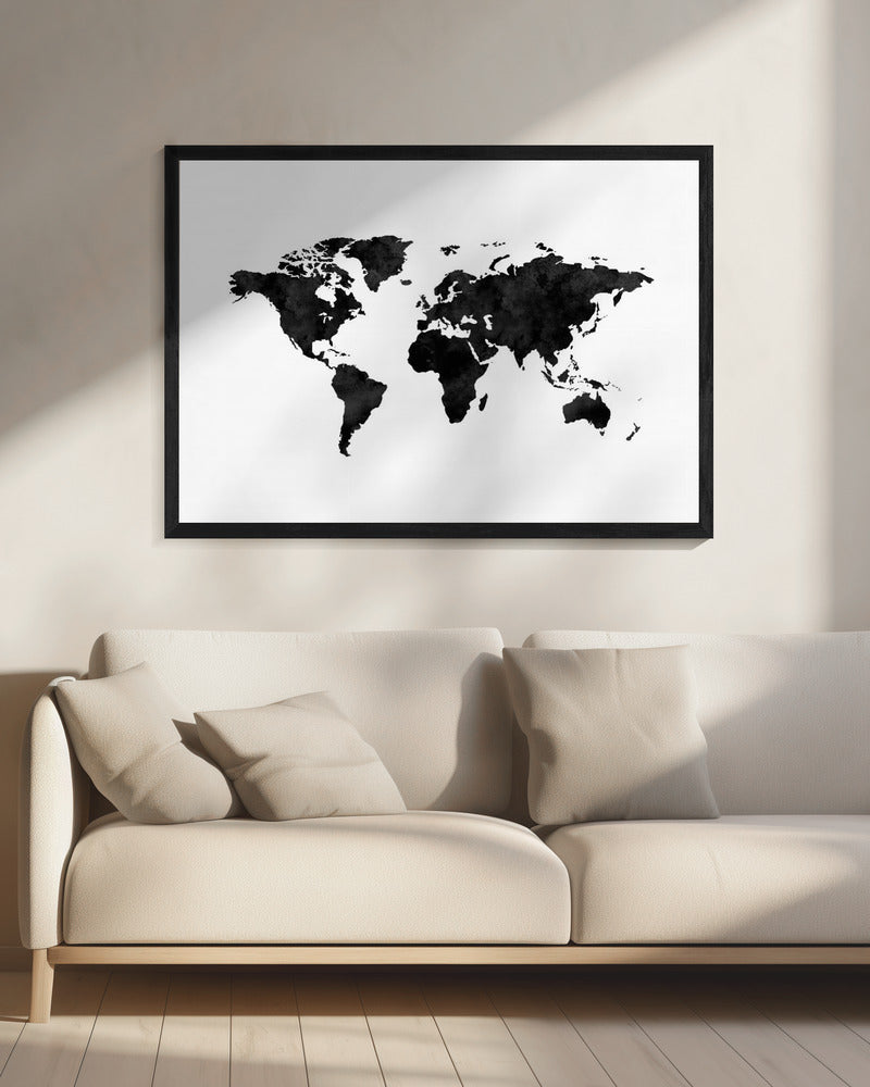 Inktwereldkaart | Canvas