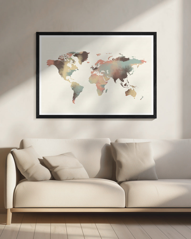 Aquarel Wereldkaart | Canvas