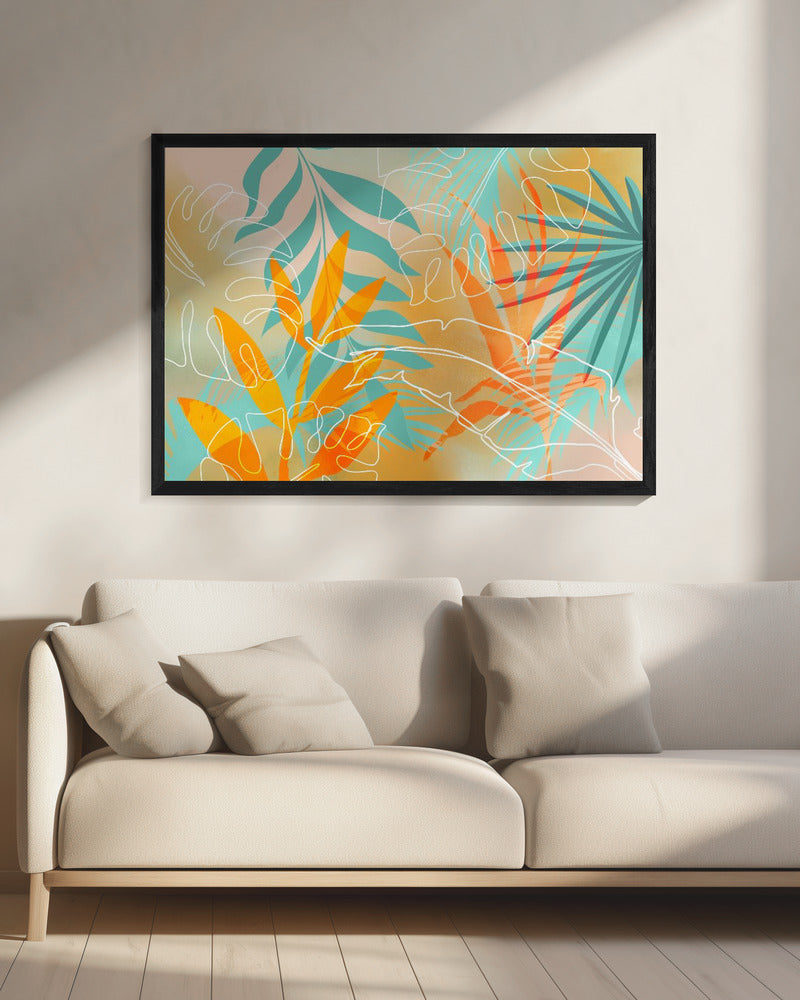 Tropische zomer oranje turquoise | Canvas