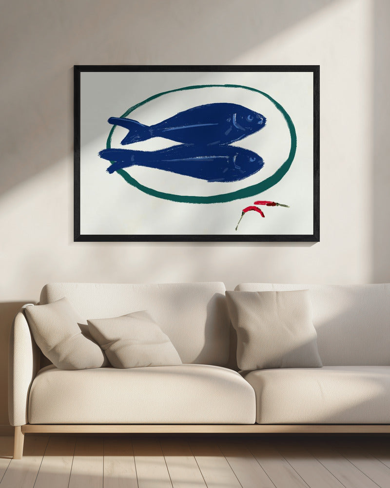 Blauwe vis en specerijen | Canvas
